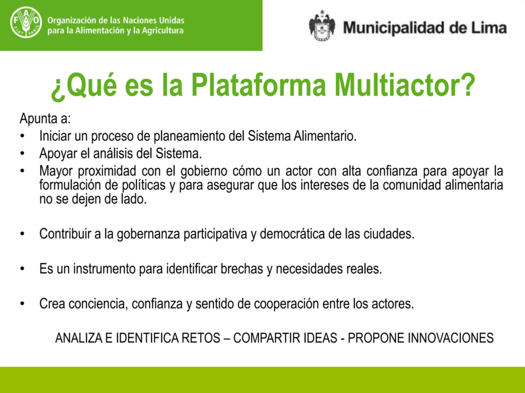 Explicación de que son las Plataformas Multiactor en sistemas alimentarios sostenibles